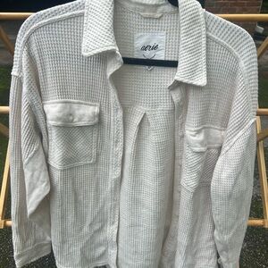 Aerie Cream Waffle Aerie Cream Waffle Knit Long Sleeve Button Down XS Pre Owned